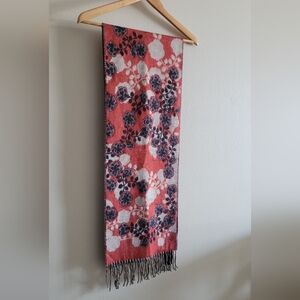 Cashmink acrylic floral patterned tassled scarf